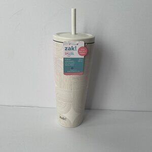 Share Zak Designs 30 fl oz Stainless Steel Lines Straw Tumbler Cream, Coffee, NW